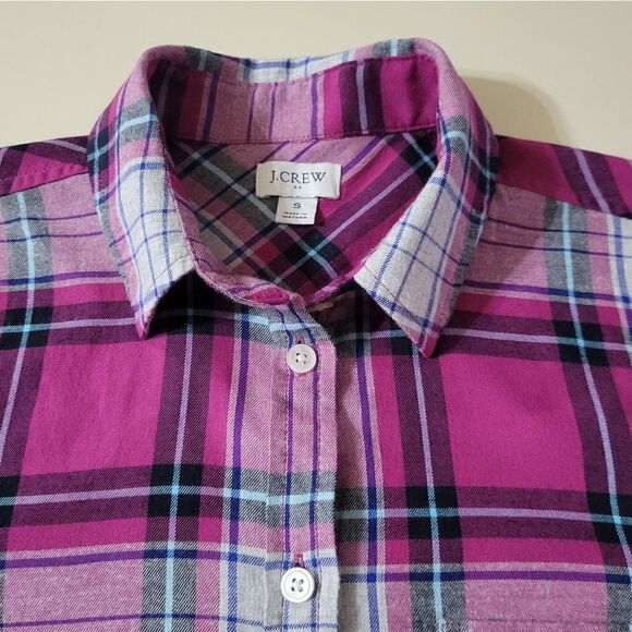 J. Crew Women's Pink Plaid Flannel Button-Down Cotton Shirt - Picture 10 of 16